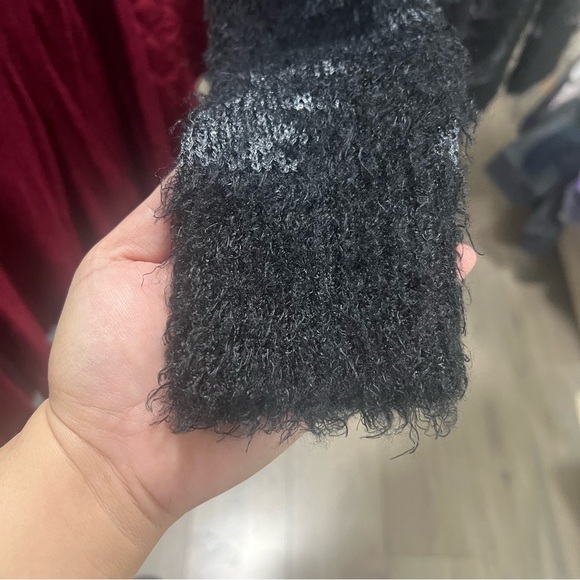 NEVADA Vintage Geometric Wool Blend Sweater Ribbed Black Knit Pullover Sequins - Picture 5 of 10